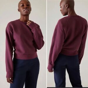 ATHLETA Aubergine Retroplush Revive Crewneck Sweatshirt-